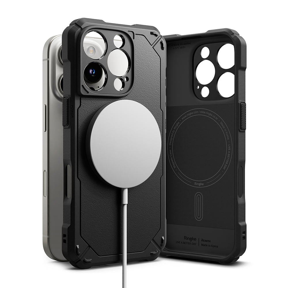 Imagen 2 del producto Case Ringke para iPhone 16 Pro Rugged Gear con MagSafe, soporte integrado, antigolpes, negro